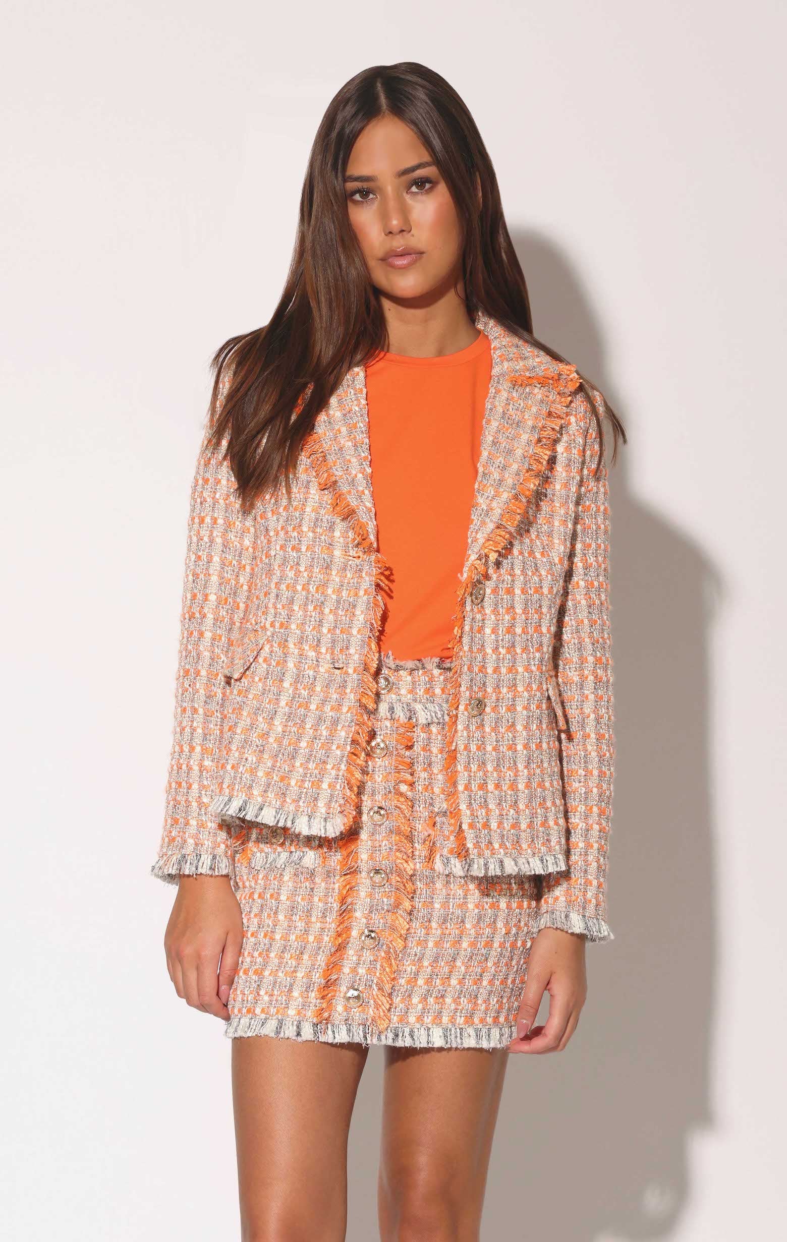 ジャケット・アウター dium. summer tweed over jacket Damon Blazer, Malibu Orange Tweed – Walter Baker