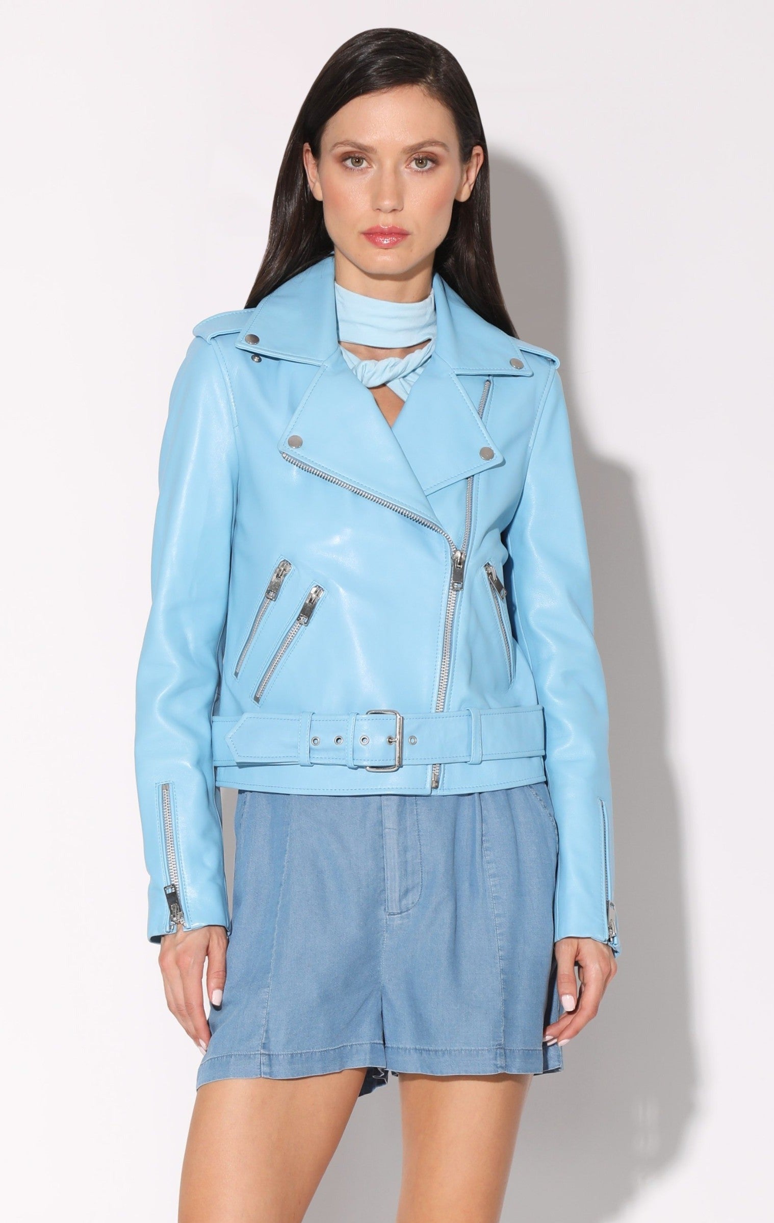 Allison Jacket, Sky Blue - Leather – Walter Baker