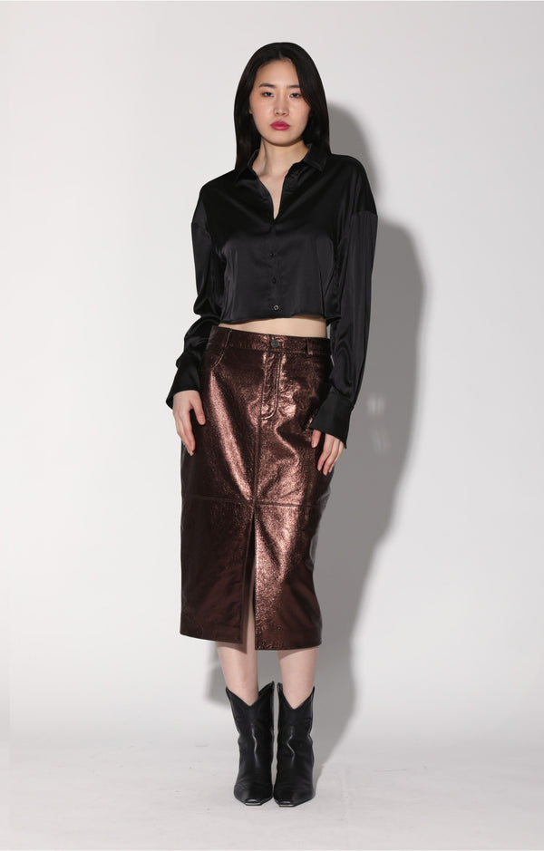 Glynice Skirt, Bronze Leather