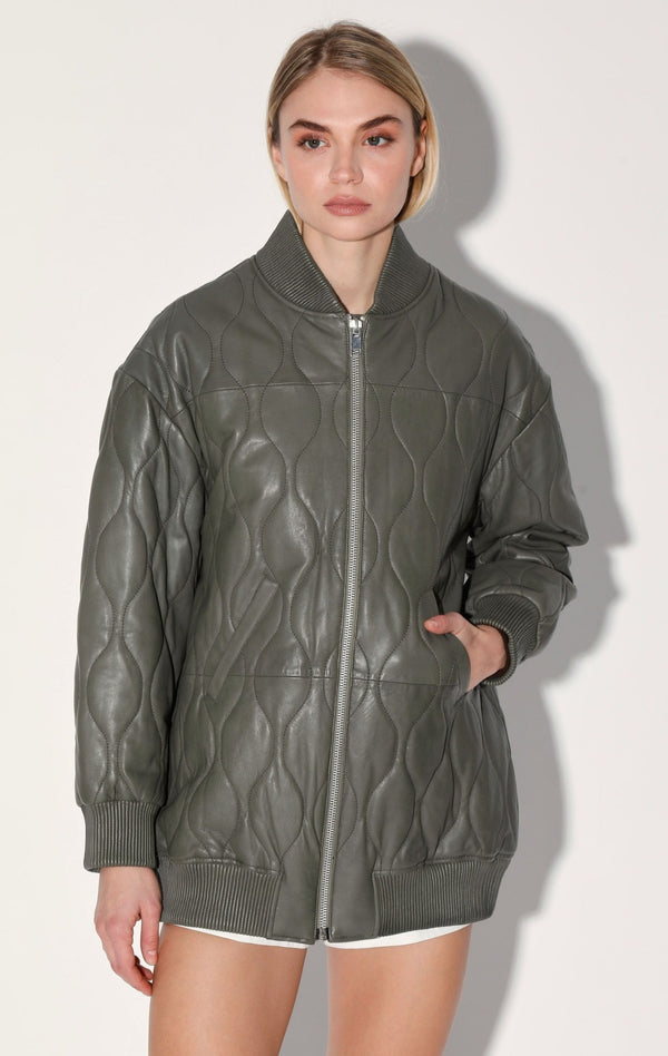 Kyrie Jacket, Army - Puffer Leather (Fall 2024)
