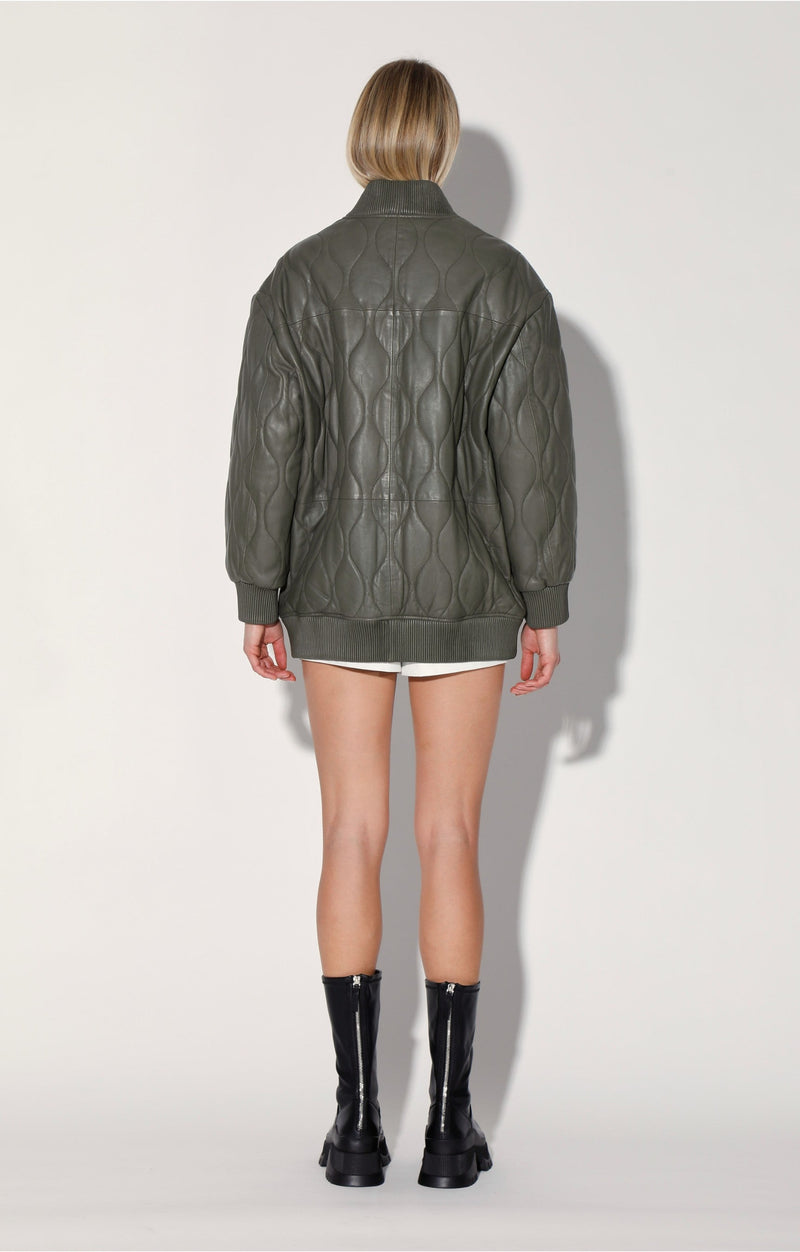 Kyrie Jacket, Army - Puffer Leather (Fall 2024)
