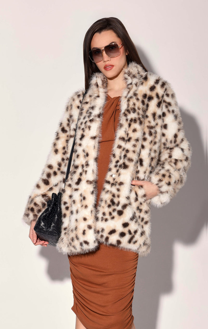 Priscilla Coat, Lynx Faux Fur