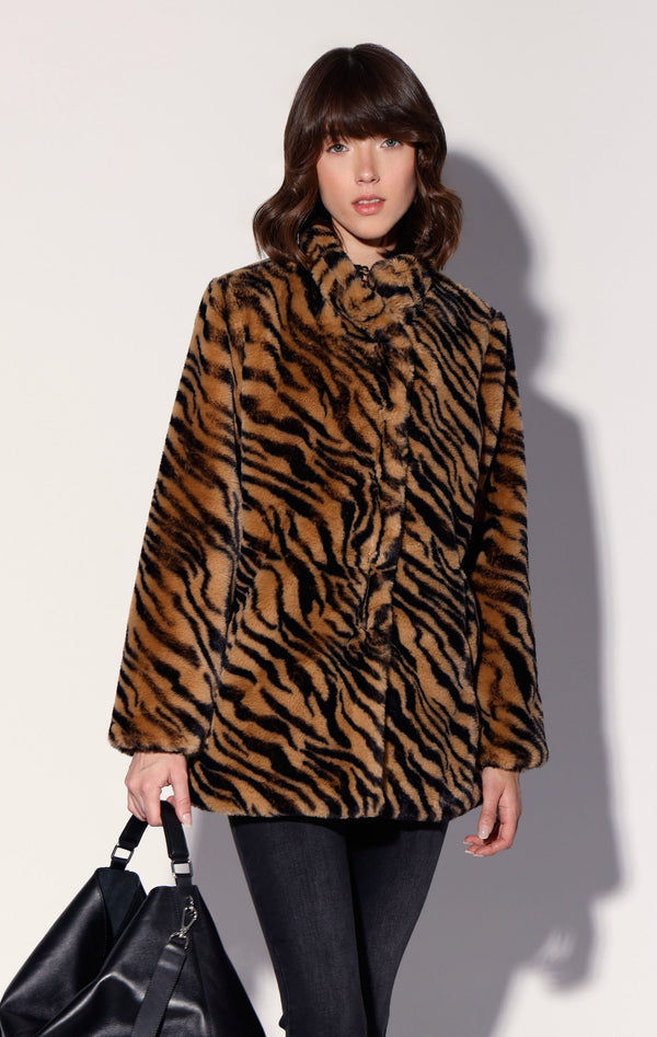 Priscilla Coat, Tiger Faux Fur