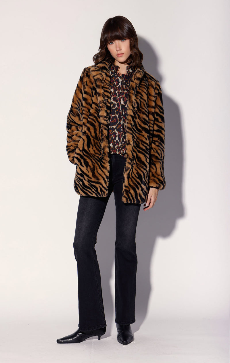 Priscilla Coat, Tiger Faux Fur