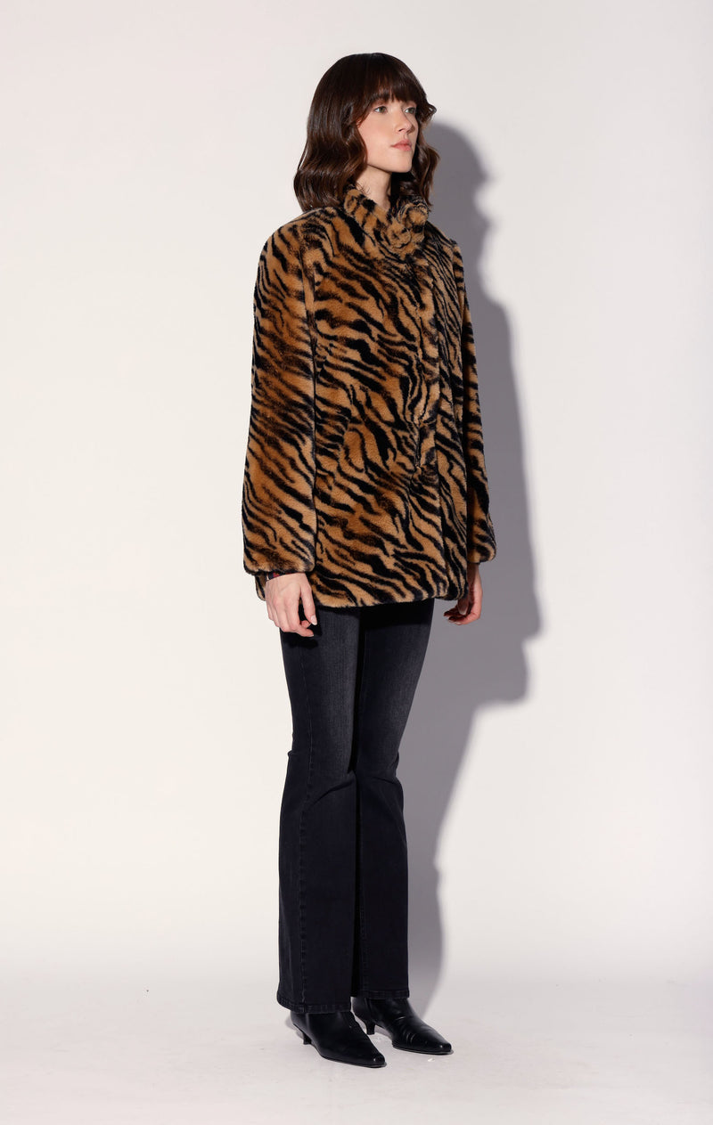 Priscilla Coat, Tiger Faux Fur