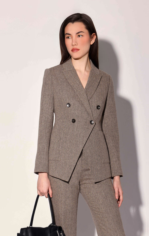 Sasha Blazer, Brown Herringbone