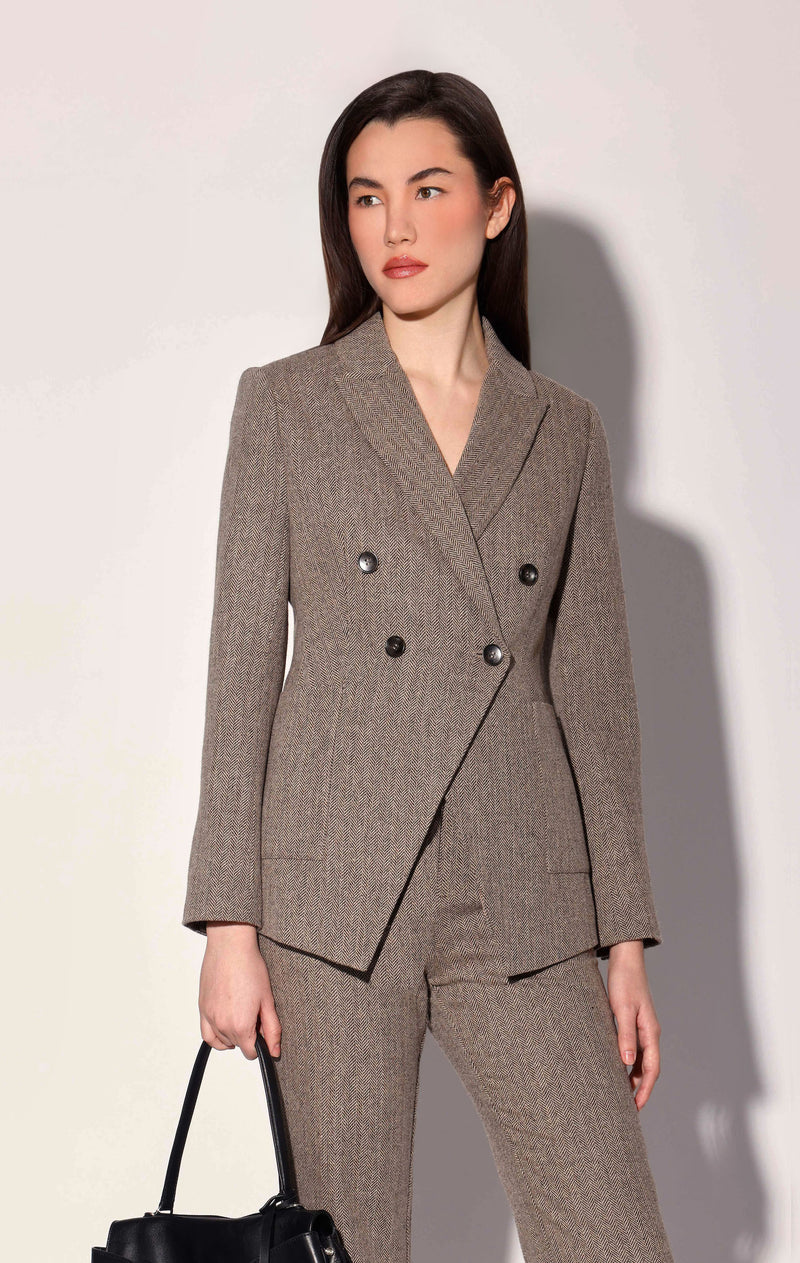 Sasha Blazer, Brown Herringbone