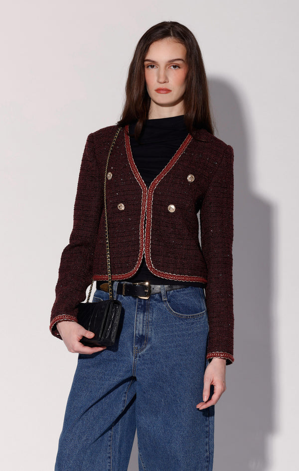 Elodie Jacket, Bordeaux Tweed