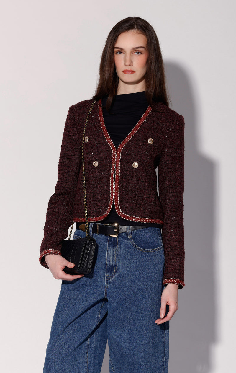 Elodie Jacket, Bordeaux Tweed