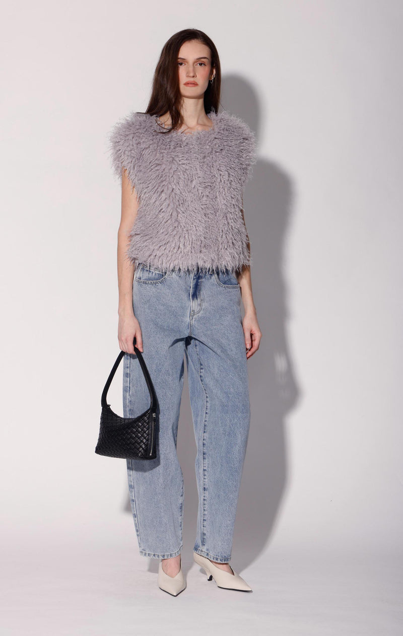 Bellamy Vest, Light Grey Faux Fur