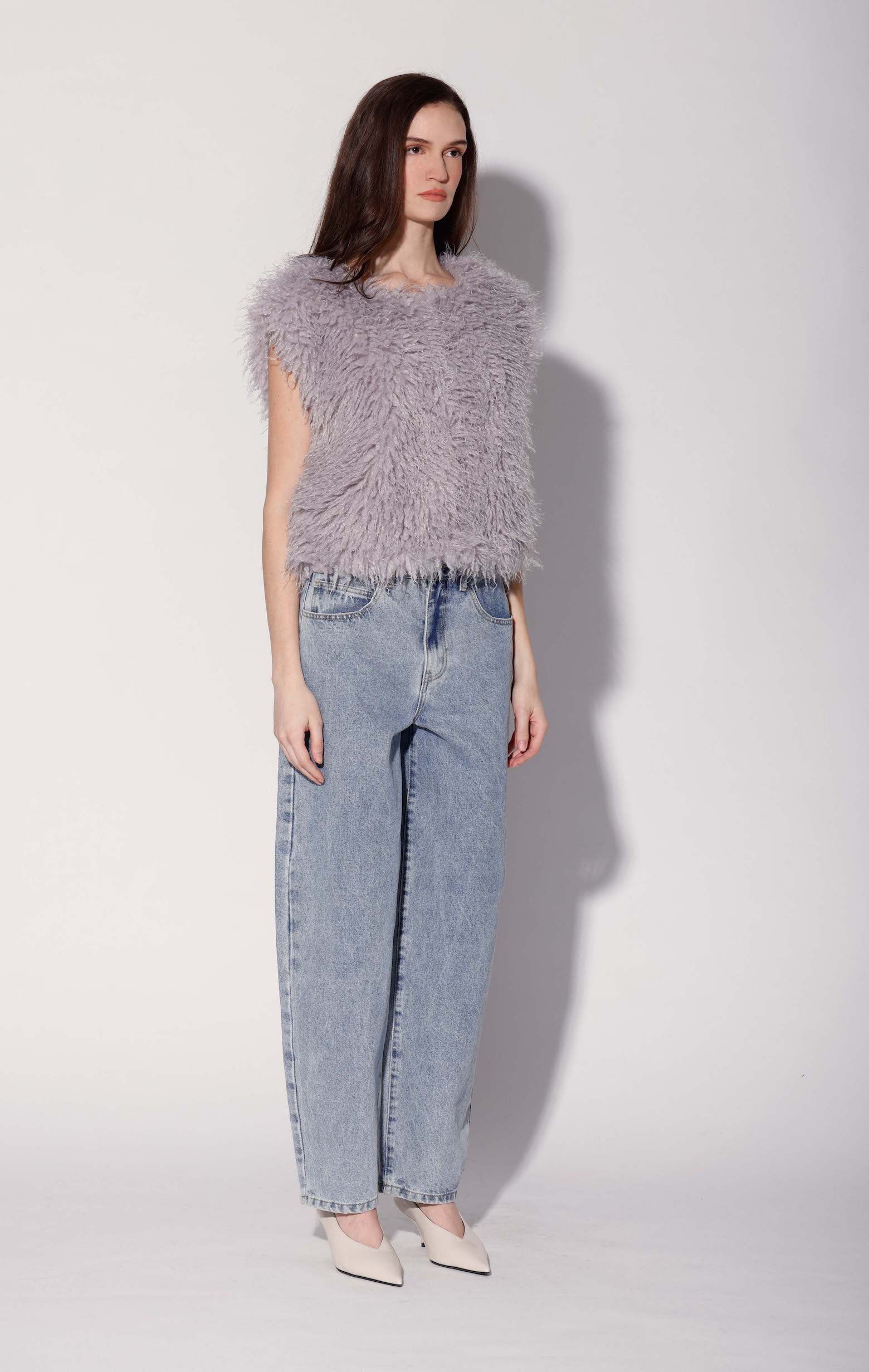 【美品】GALENA ガレナ フェイクファー エコファー　ベスト　ivory M Bellamy Vest, Light Grey Faux Fur – Walter Baker