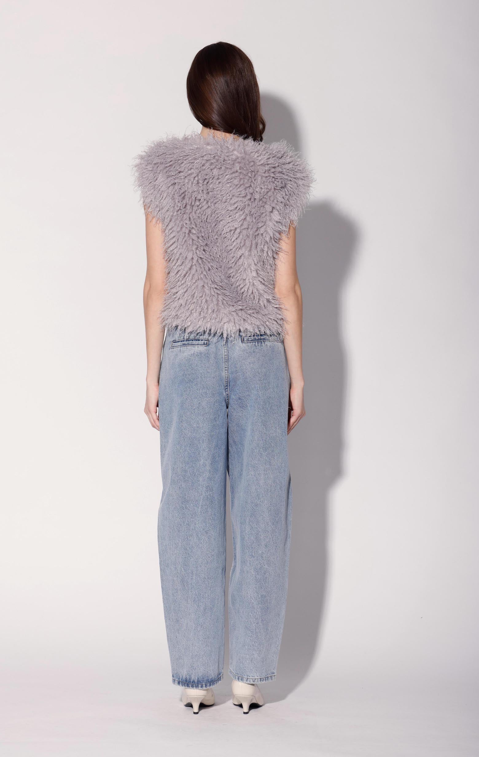 Bellamy Vest, Light Grey Faux Fur – Walter Baker