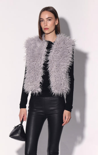 Bellamy Vest, Light Grey Faux Fur