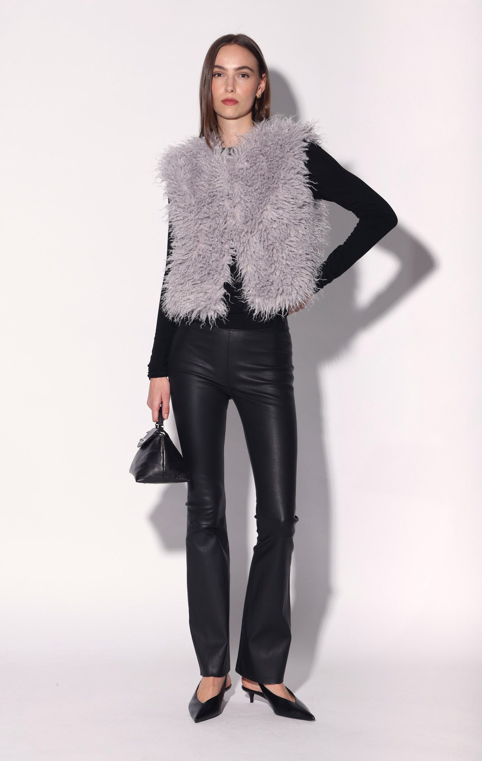 Bellamy Vest, Light Grey Faux Fur