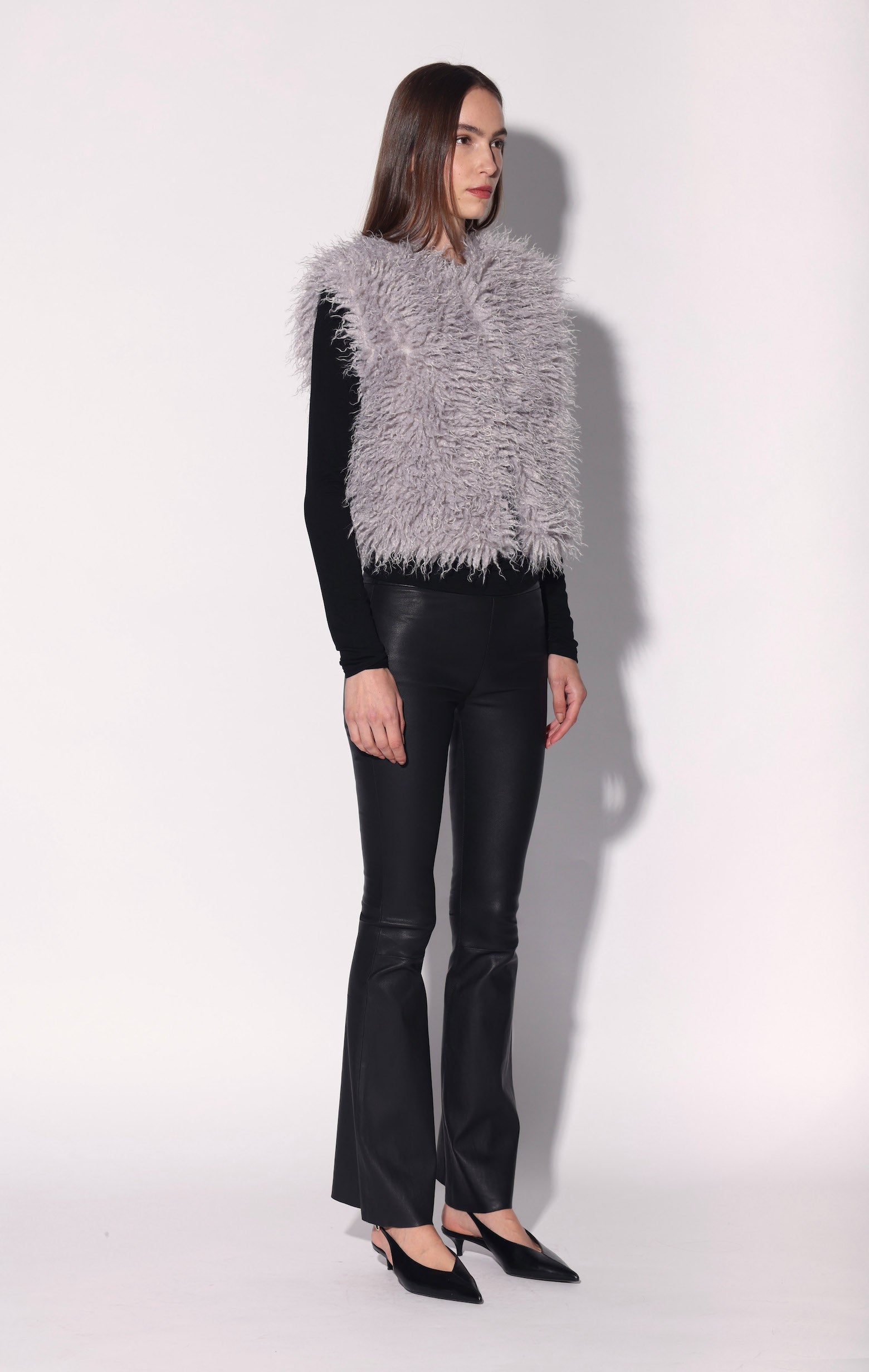 Bellamy Vest, Light Grey Faux Fur