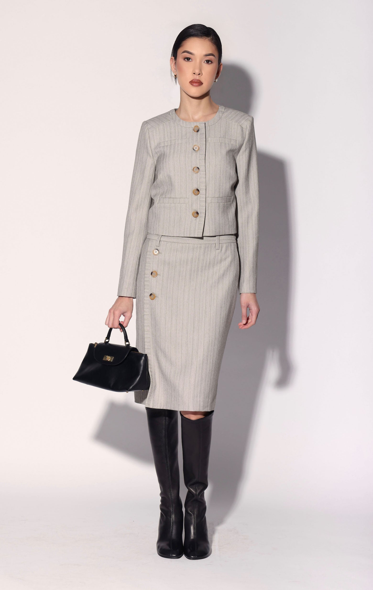 Trina Jacket, Taupe Stripe