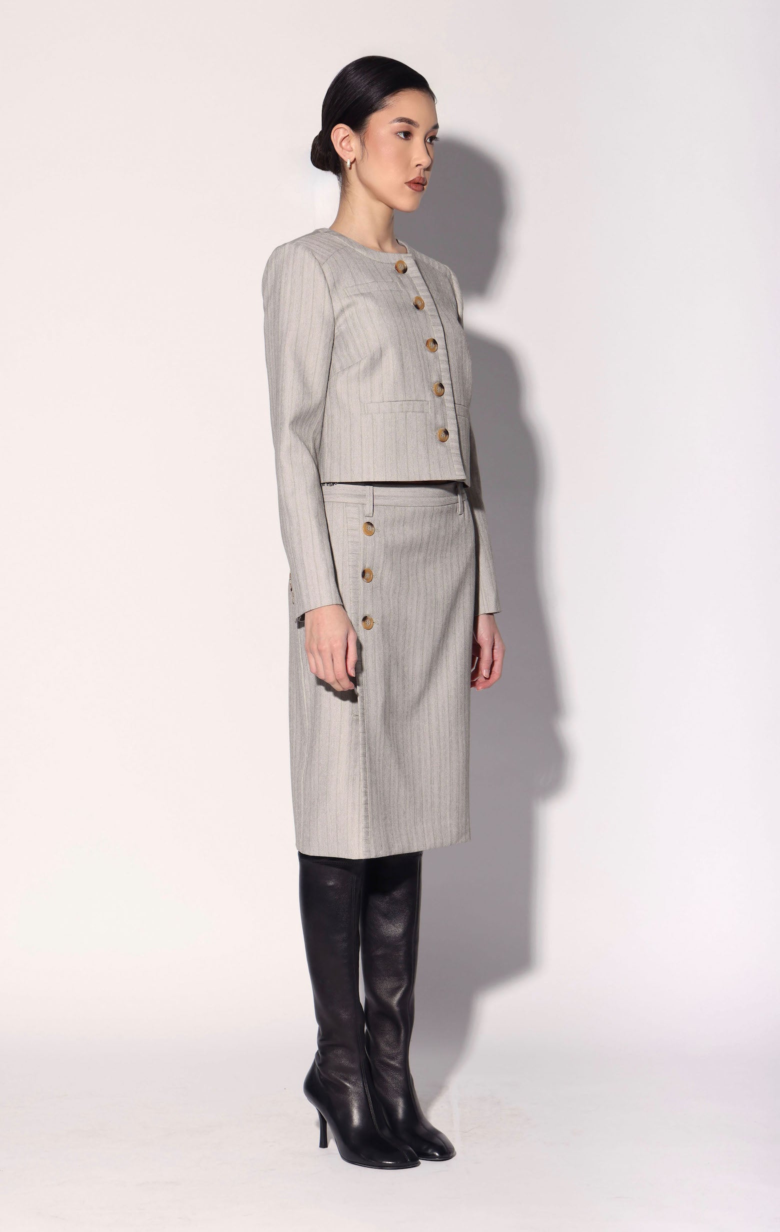 Trina Jacket, Taupe Stripe