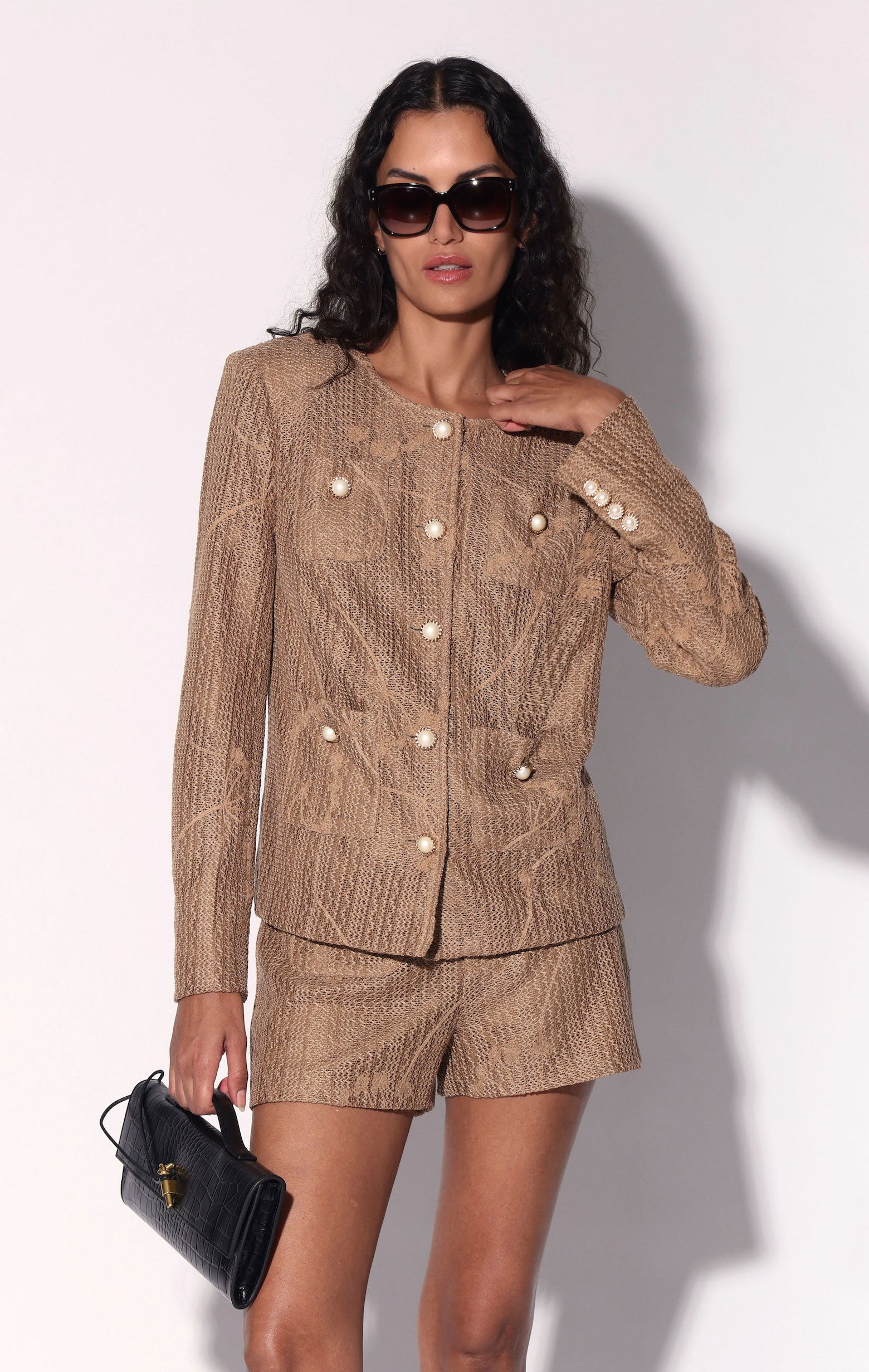 Josephina Jacket, Latte Embroidery