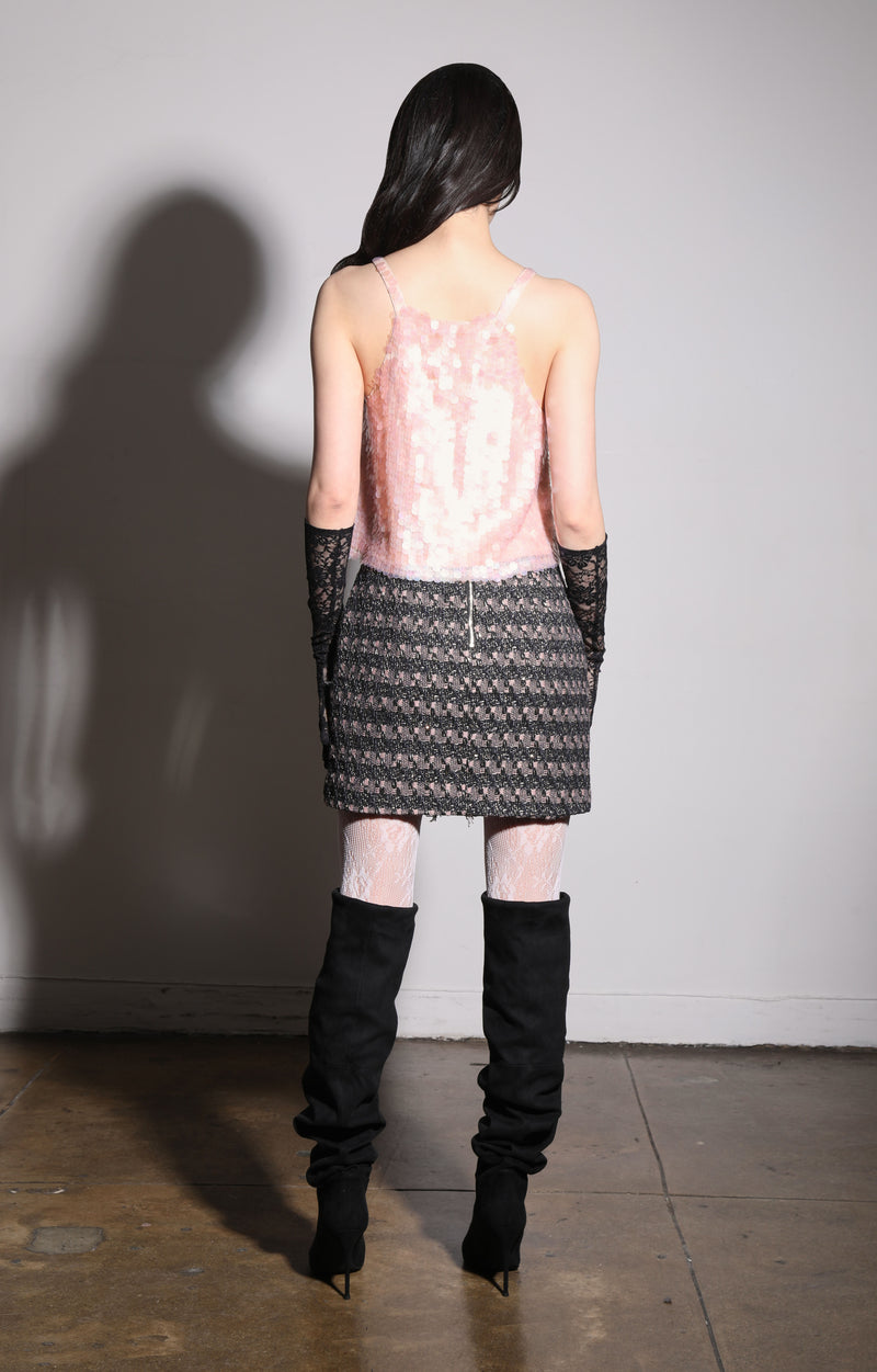 Iliana Skirt, Tribeca Tweed Black Blush