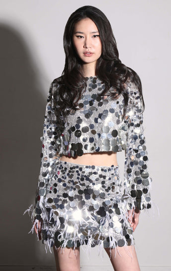 Darcy Skirt, Silver Starlet Sequin