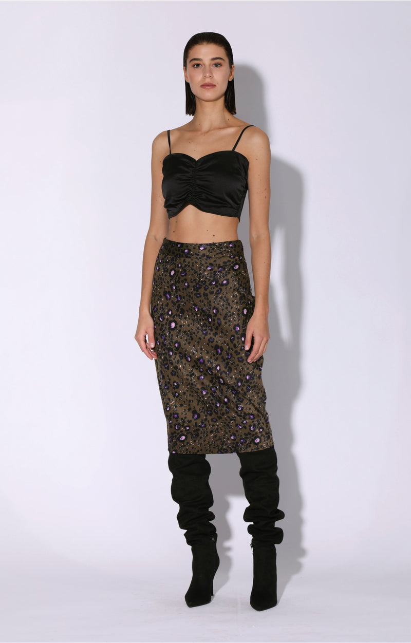 Daya Skirt, Olive Leopard