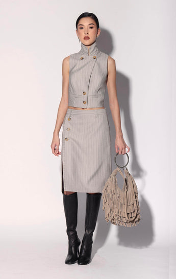 Talia Skirt, Taupe Stripe