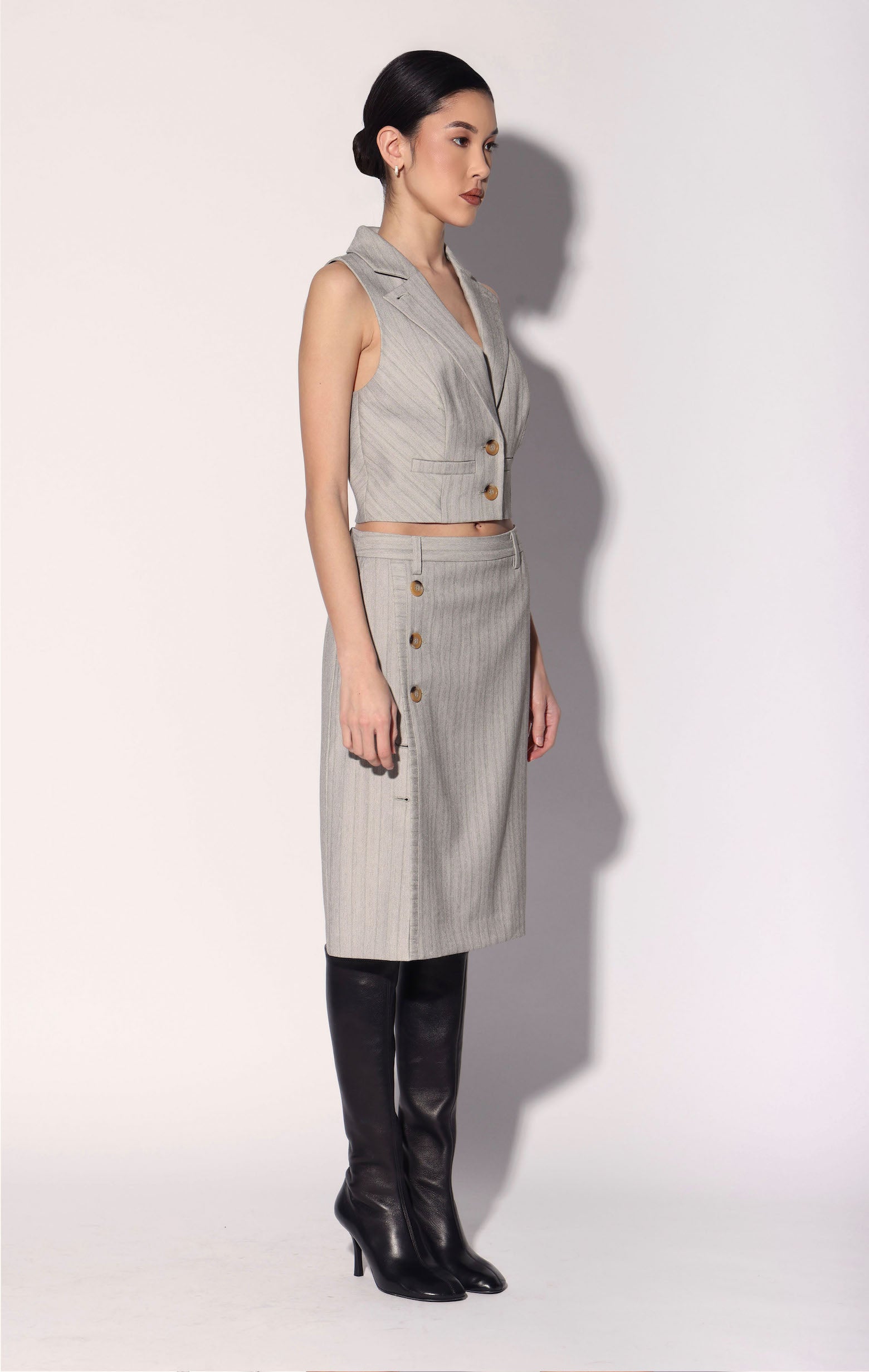 Talia Skirt, Taupe Stripe