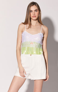 Sloane Top, Lime Ombre Sequin