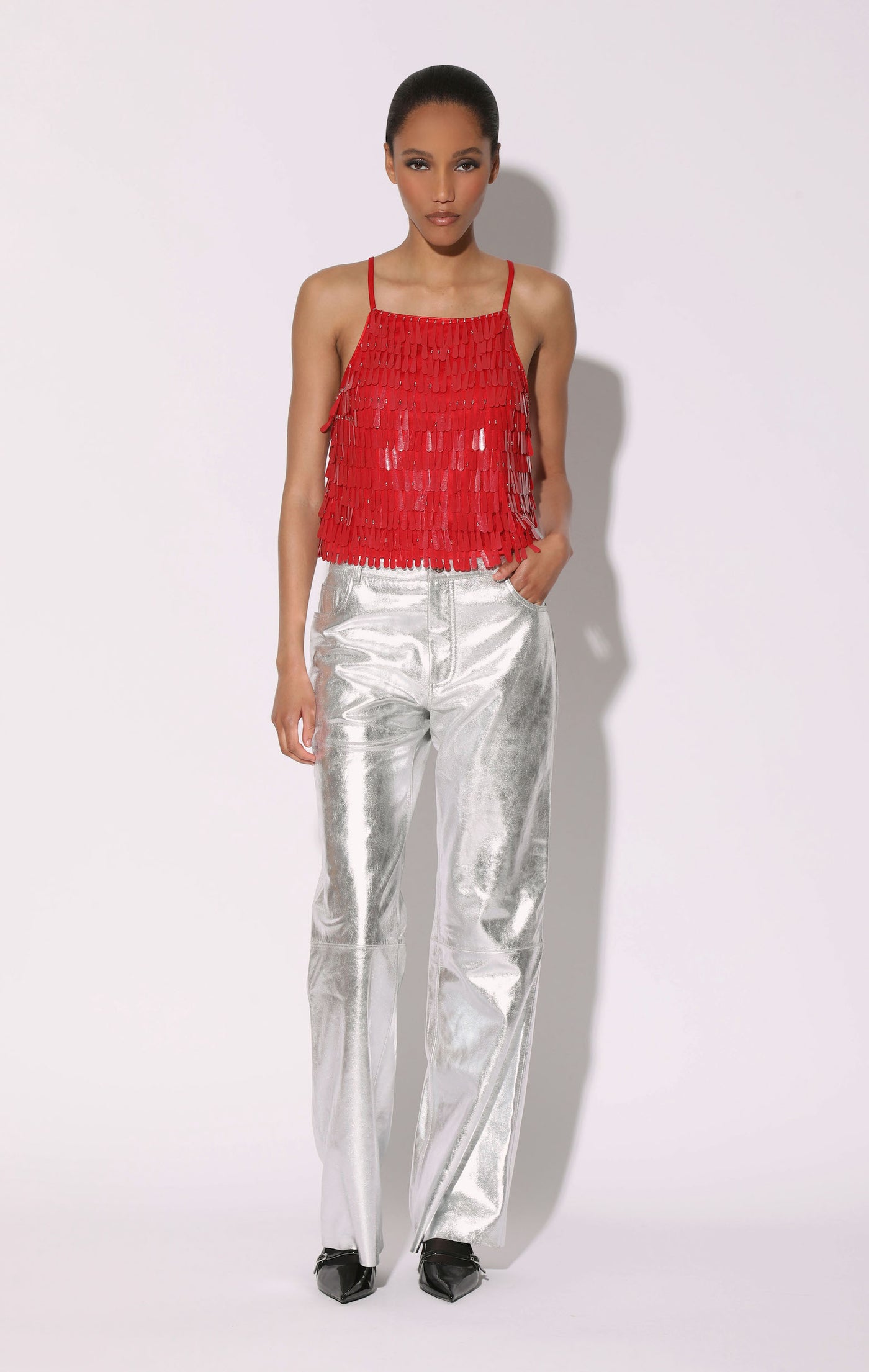 red sequin holiday tops