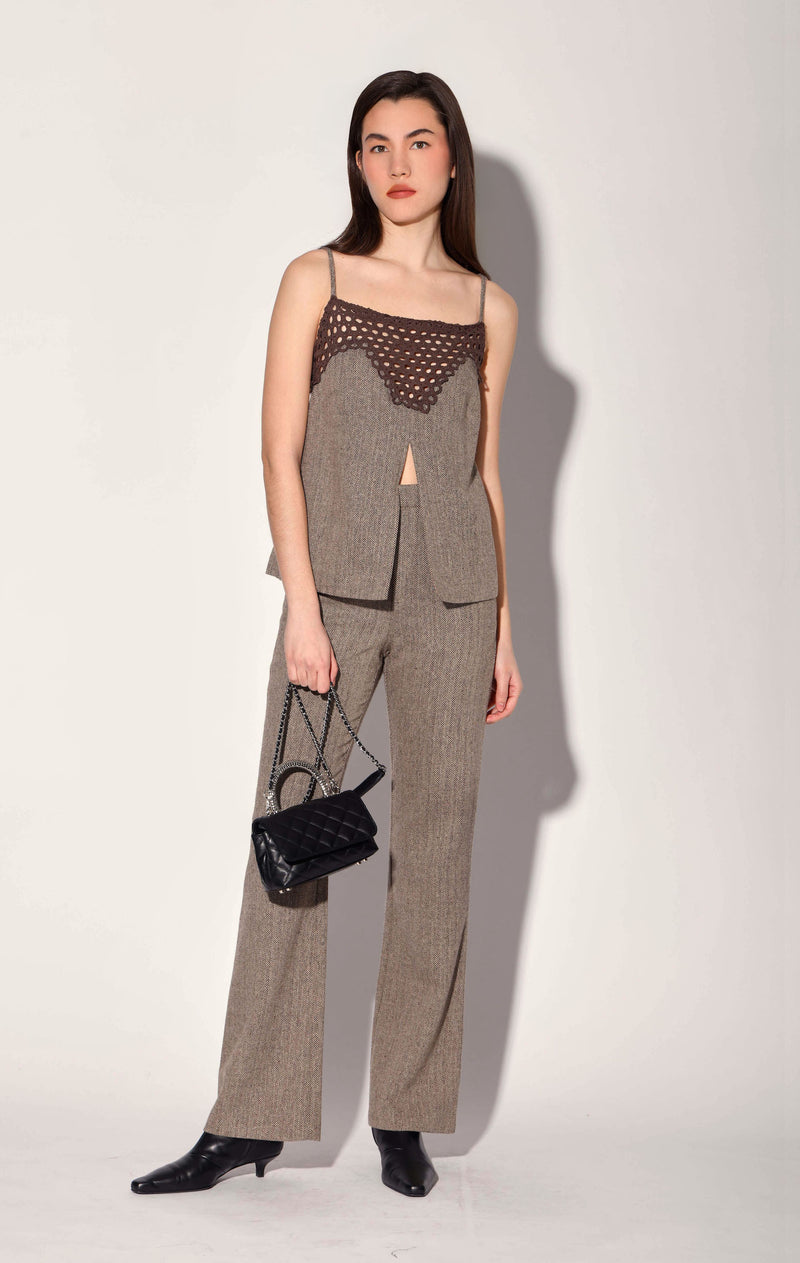 Sabine Top, Brown Herringbone