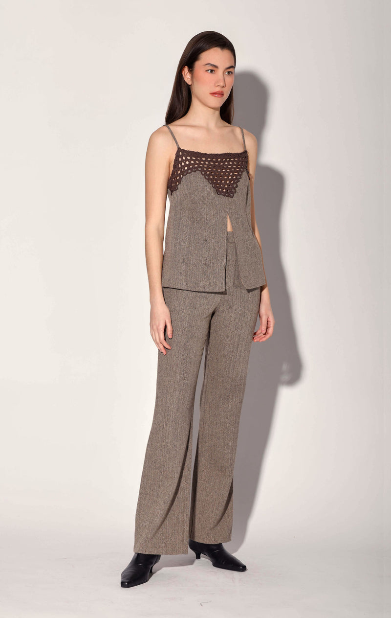 Sabine Top, Brown Herringbone