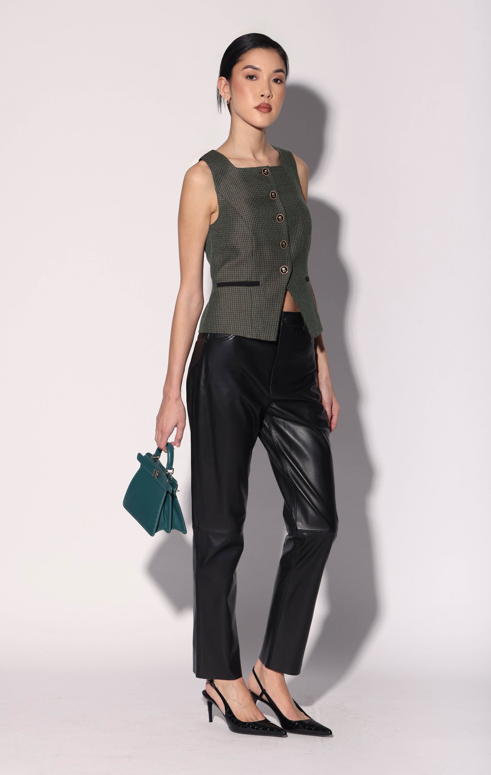 Maurene Top, Mini Clover Check