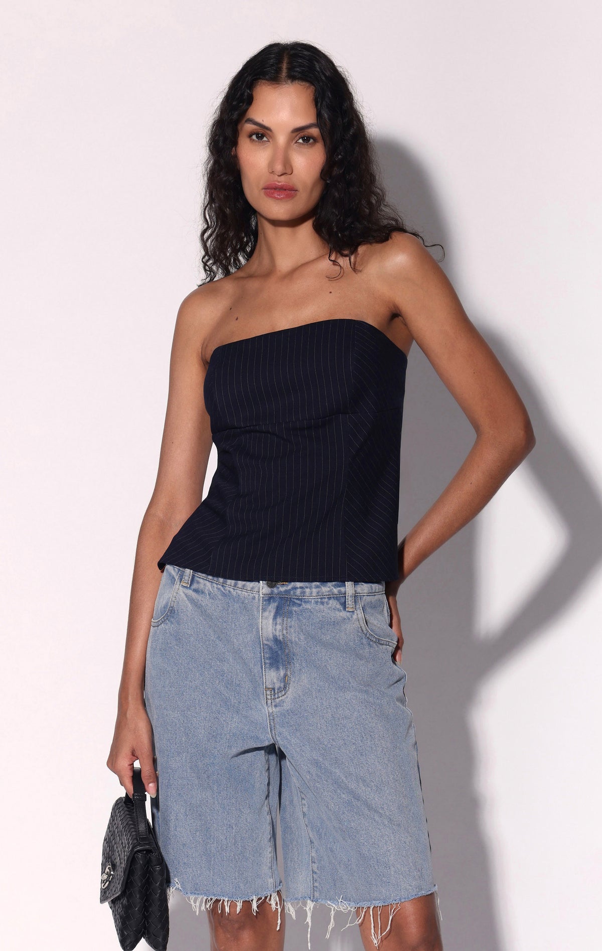 Ciara Top, Navy Pinstripe