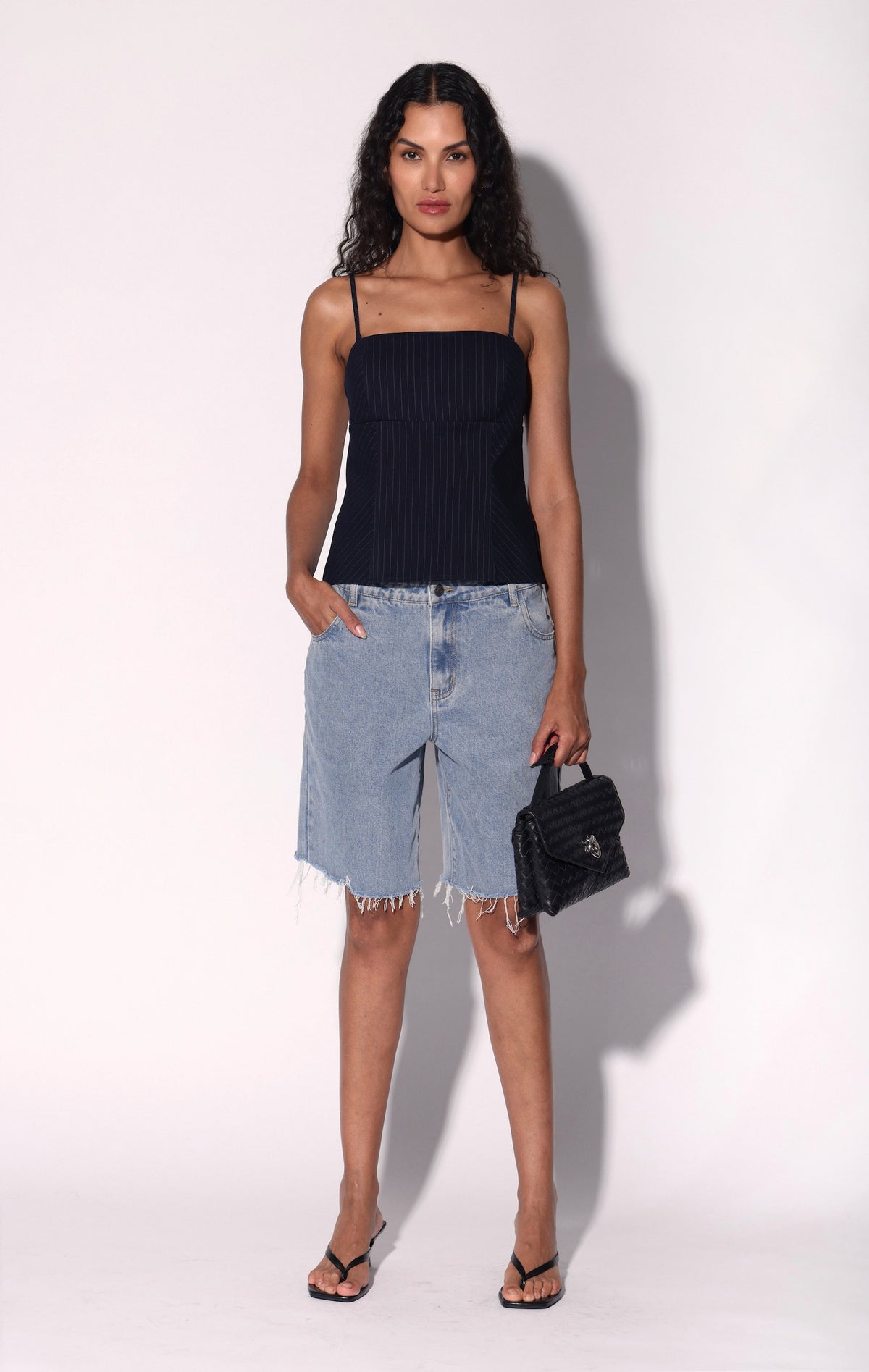 Ciara Top, Navy Pinstripe