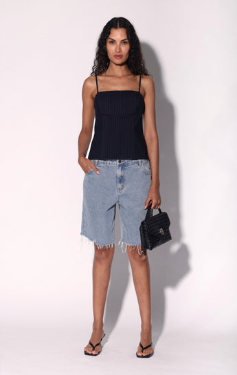 Ciara Top, Navy Pinstripe