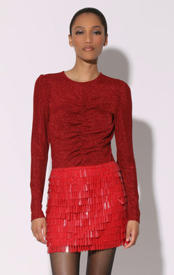 Justine Top, Shimmer Knit Red