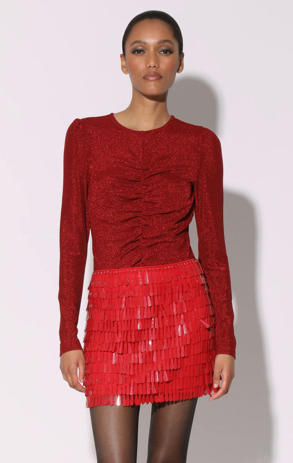 Justine Top, Shimmer Knit Red