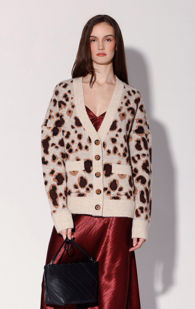 Abigail Cardigan, Leopard Sweater Knit