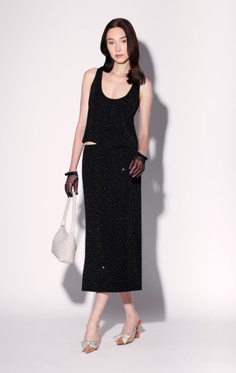Gianna Skirt, Black and Rhinestone