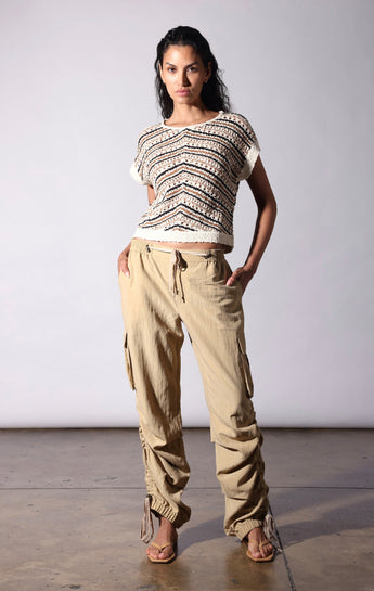 Deandra Top, Cream Brown Black