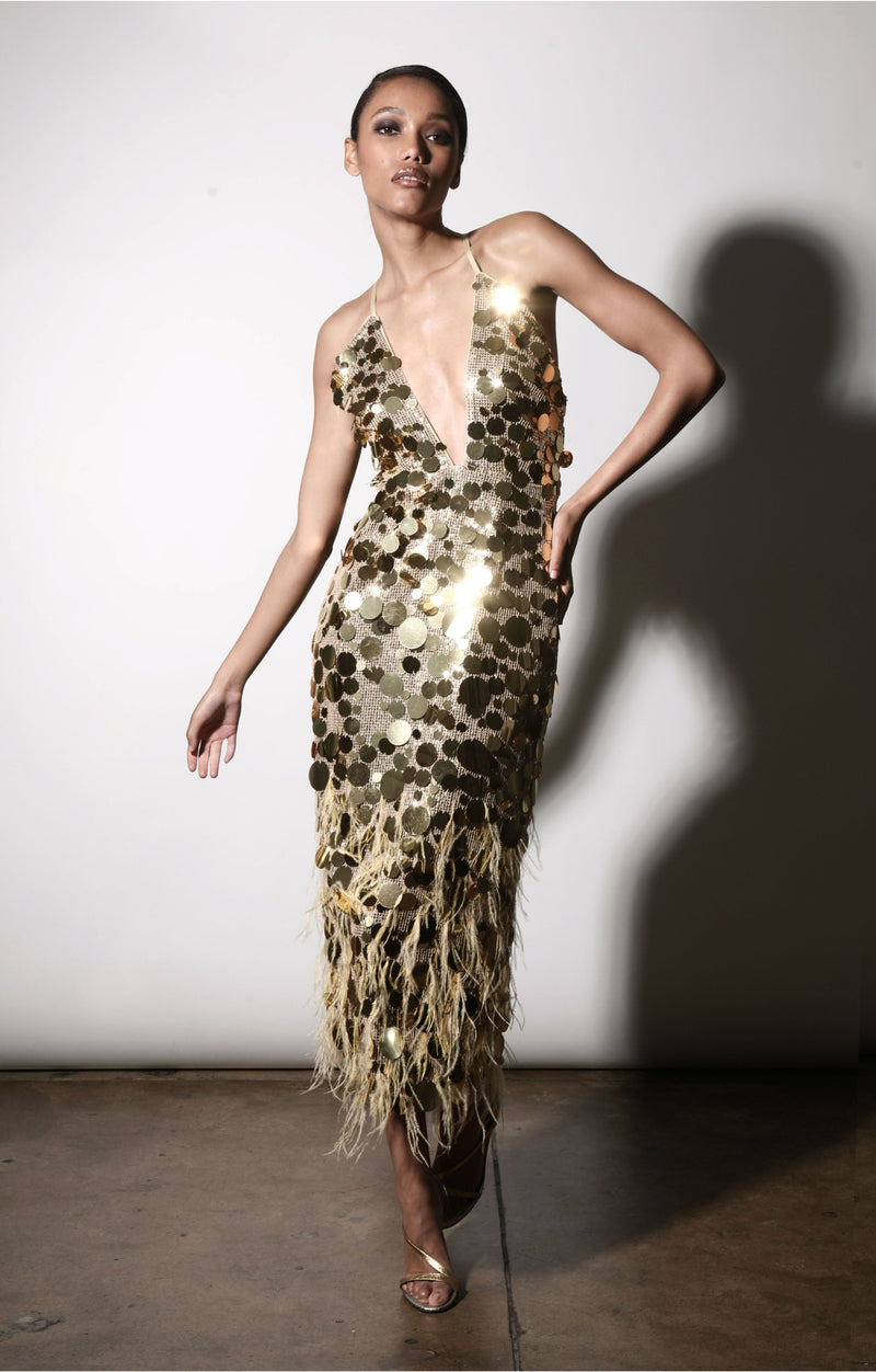 Adriana Dress, Gold Starlet Sequin