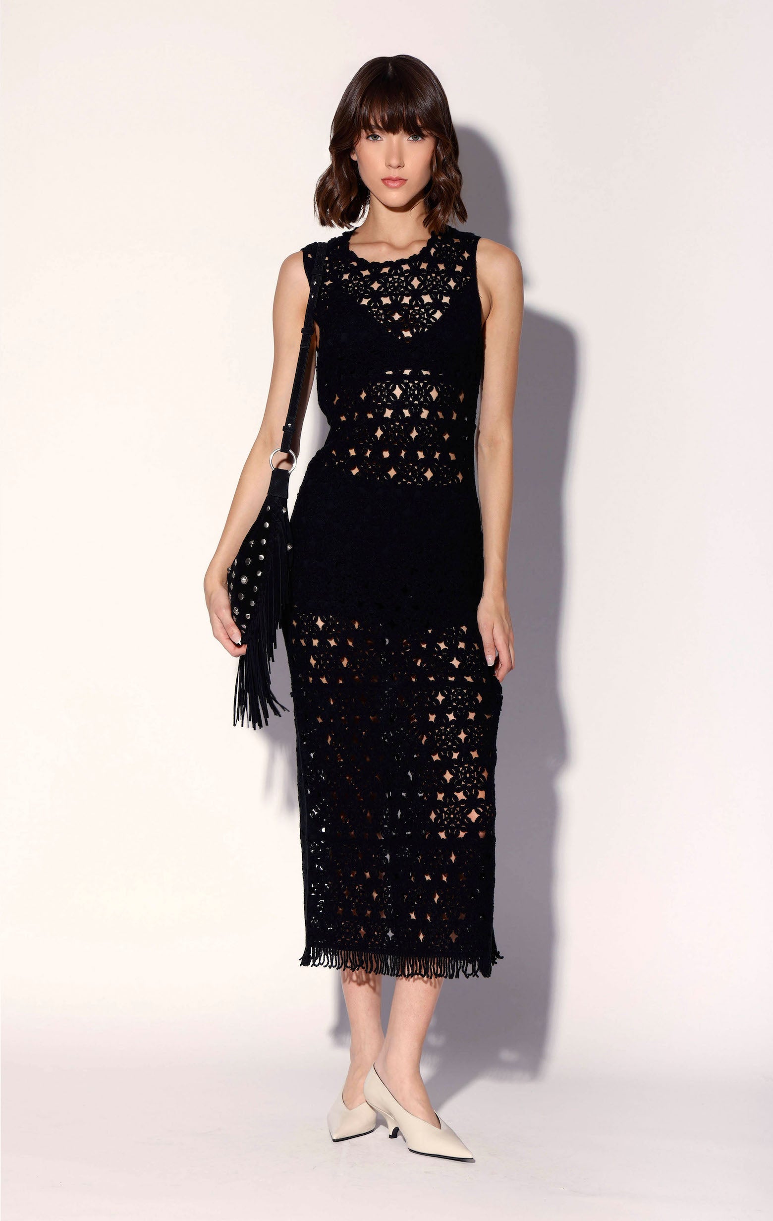 Brianna Dress, Dot Crochet Black