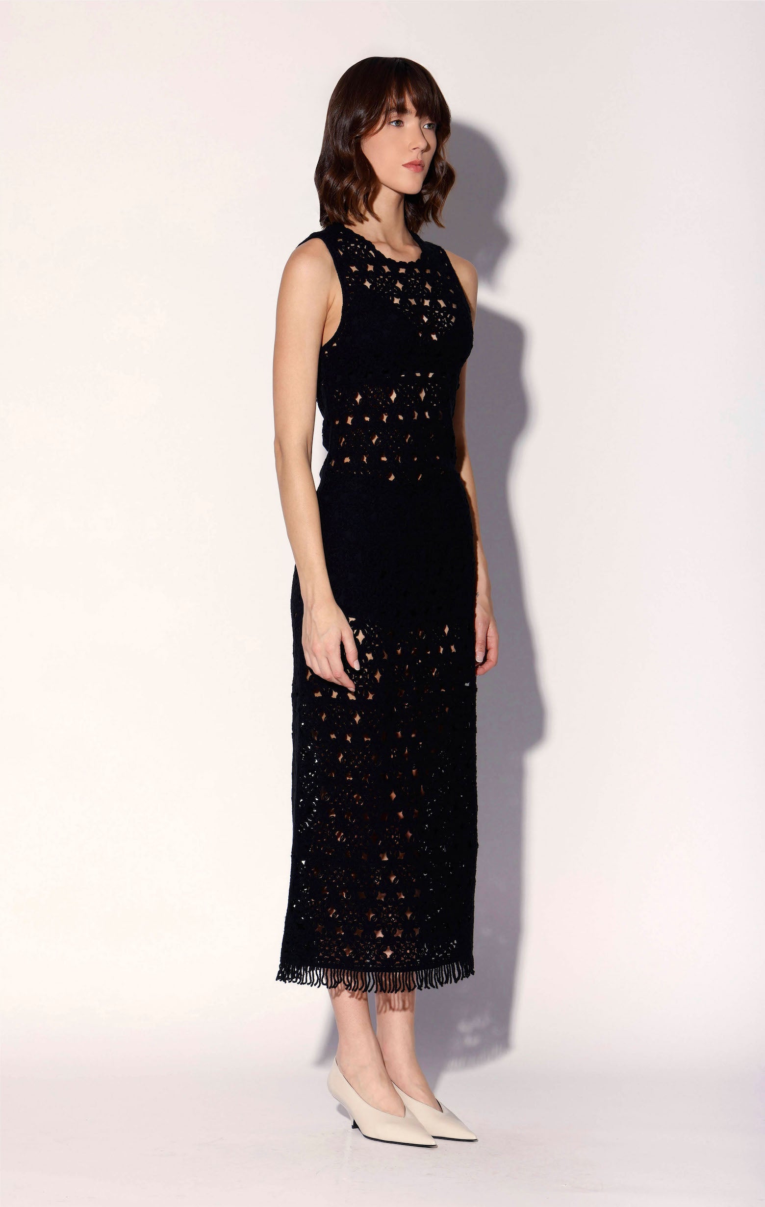 Brianna Dress, Dot Crochet Black