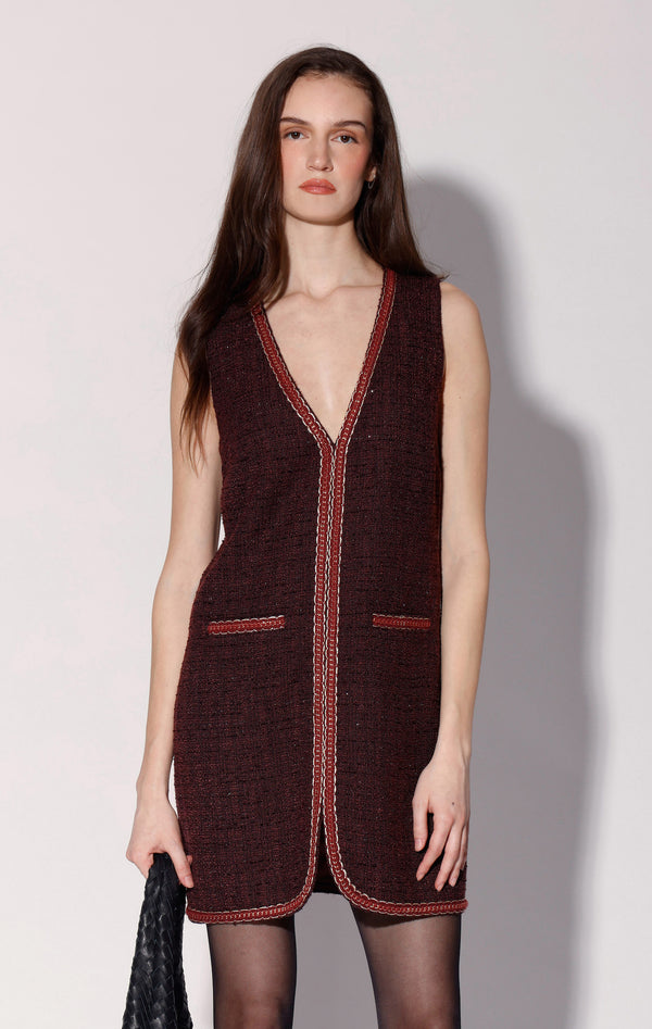 Evie Dress, Bordeaux Tweed