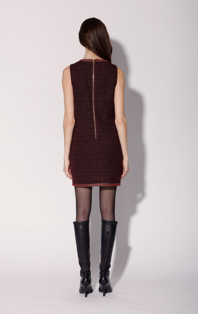 Evie Dress, Bordeaux Tweed
