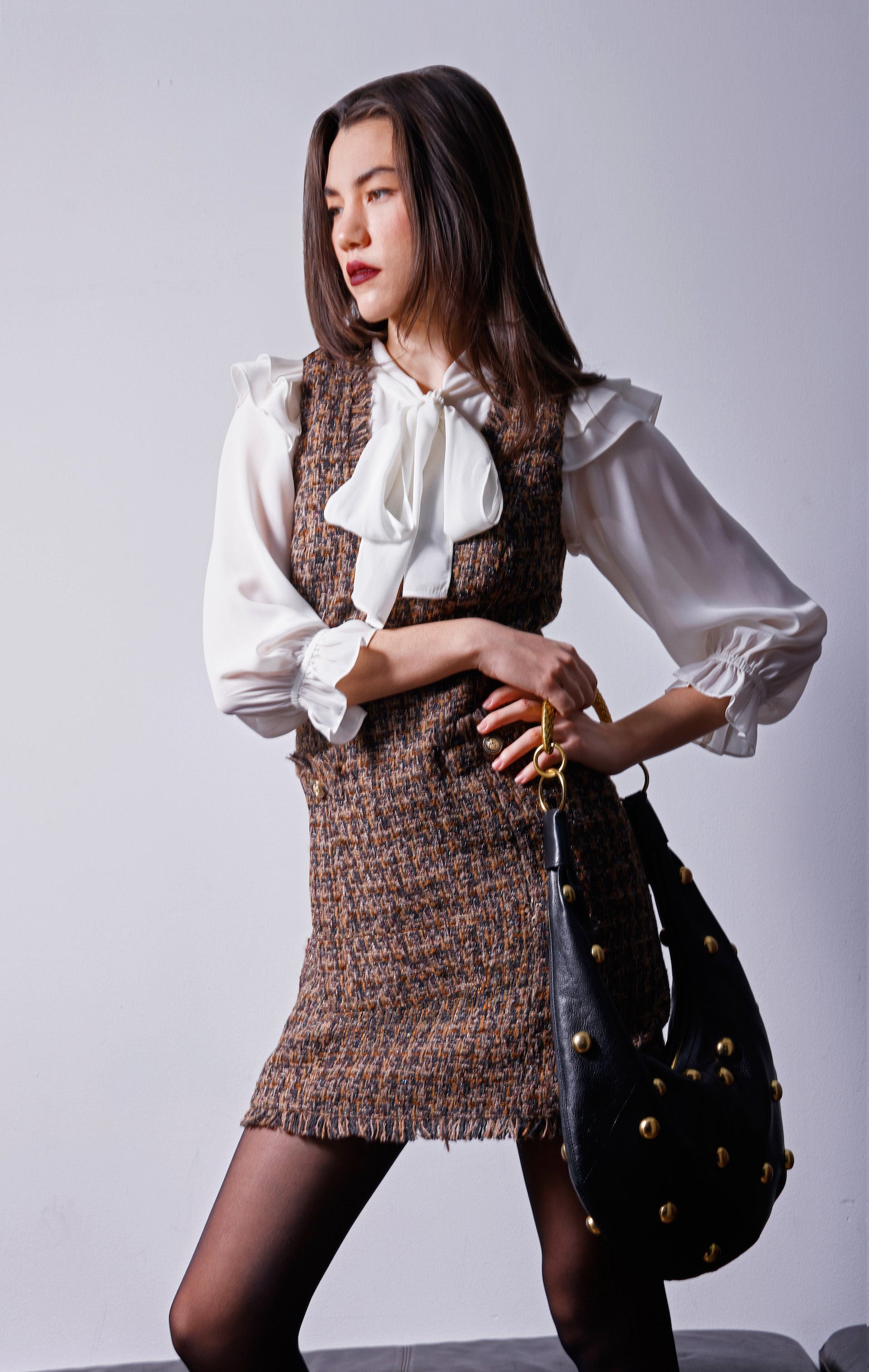 Taylor Dress, Chocolate Tweed