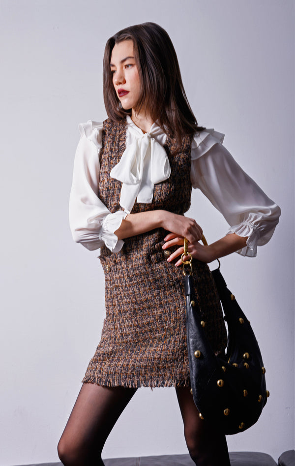 Taylor Dress, Chocolate Tweed