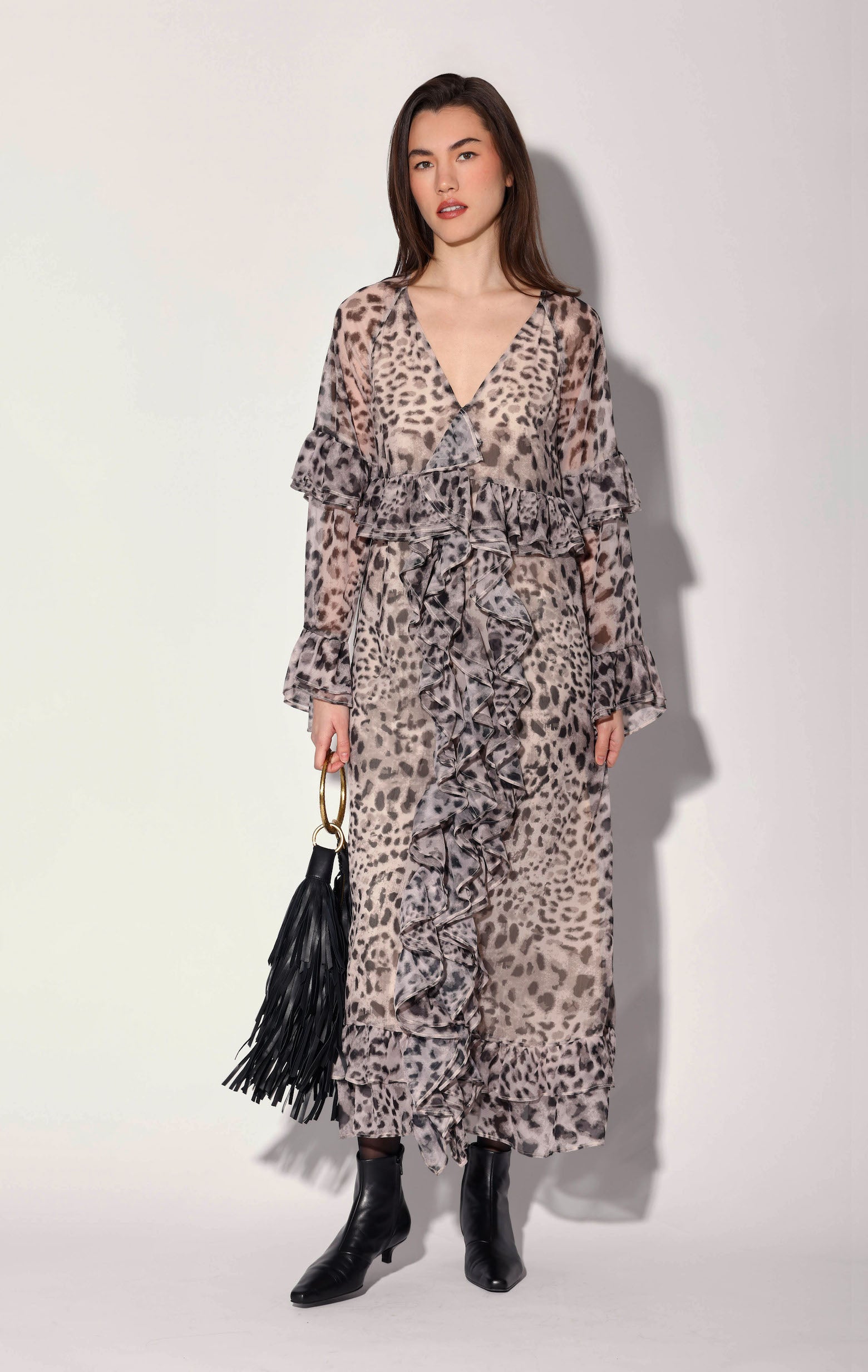 leopard print long sleeve dress Alicia Dress, Tibet Leopard – Walter Baker