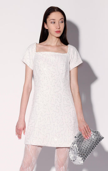 Hayden Dress, White Sparkle Tweed