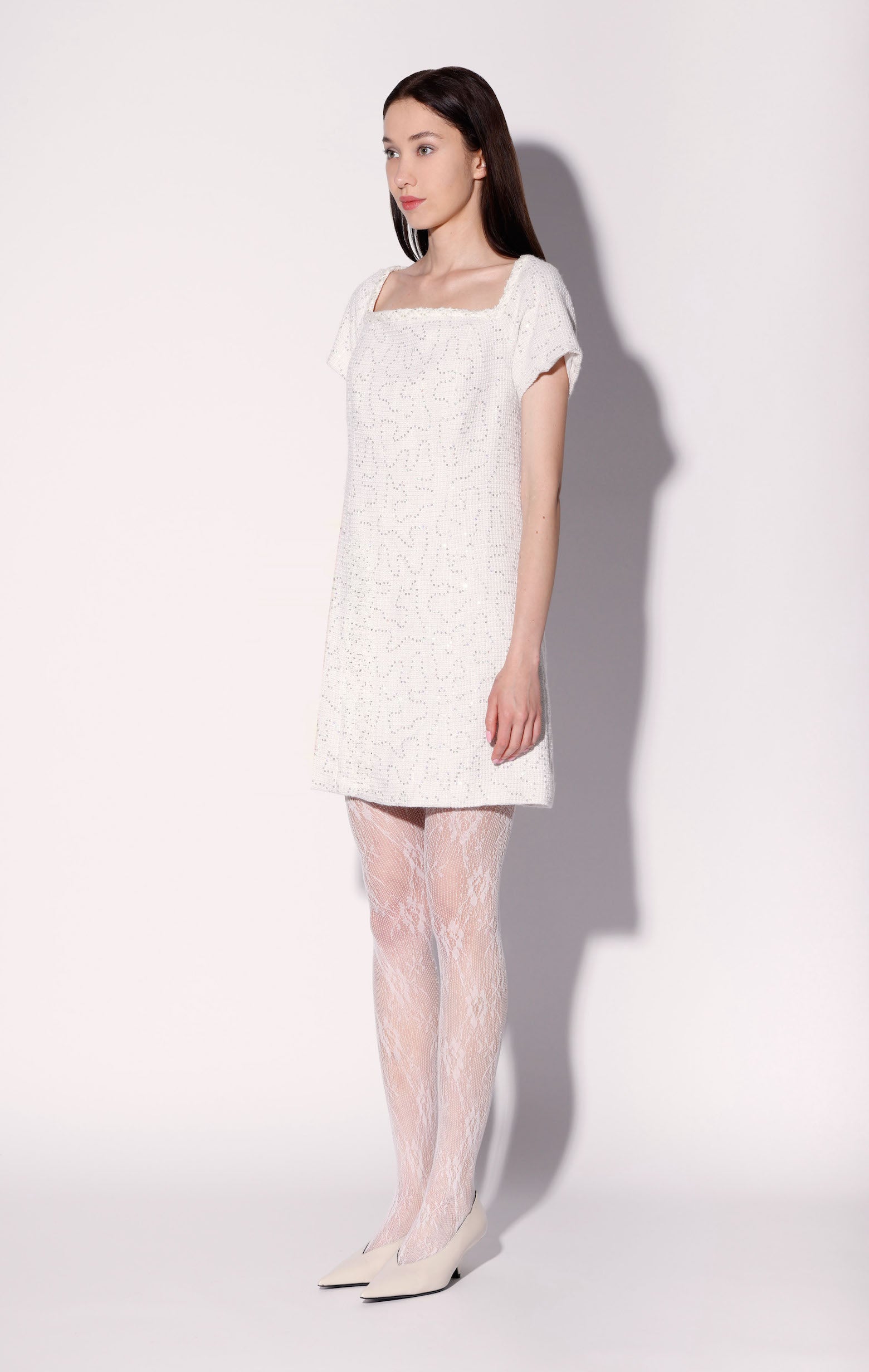 Hayden Dress, White Sparkle Tweed